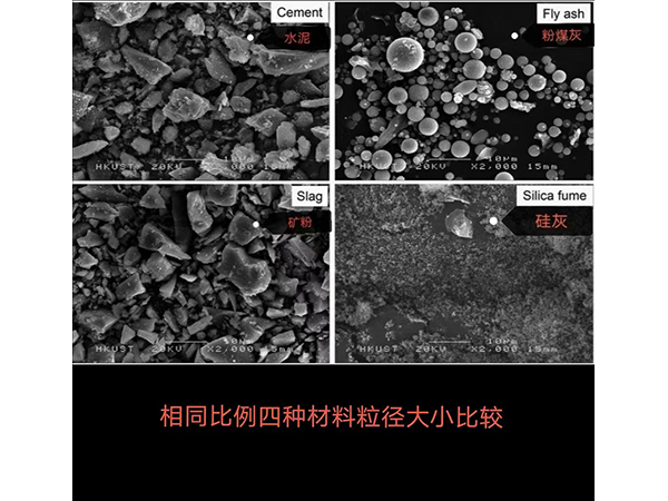 四种材料粒度大小对比